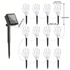 12Pcs Halloween Solar Ghost Hand Lights – 8 Modes, IP44, Purple Glow for Garden & Pathway Decor