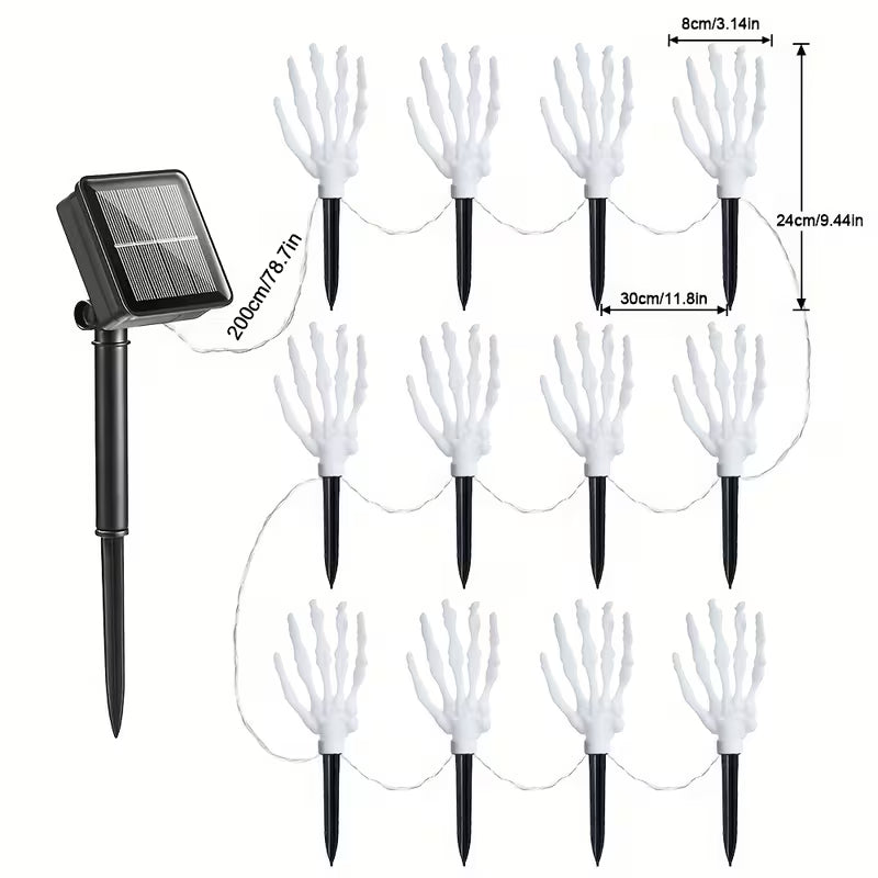 12Pcs Halloween Solar Ghost Hand Lights – 8 Modes, IP44, Purple Glow for Garden & Pathway Decor