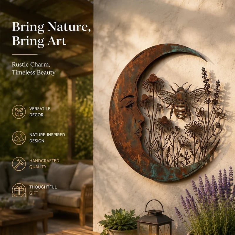 🌙Enchanted Moon Garden Wall Art – Nature-Inspired Outdoor Decor