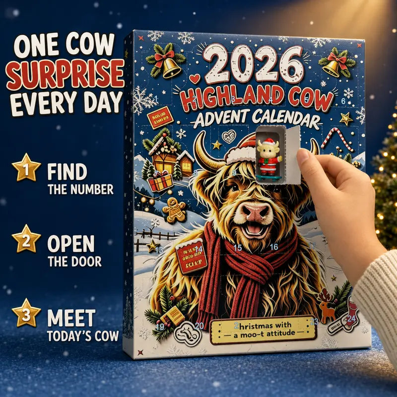 Free Shipping 🎄🐄 2026 Highland Cow Advent Calendar, 24 Days Christmas Countdown, Collectible Figures Gift