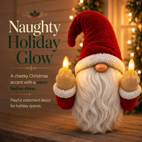 Free Shipping 🎅 Light-Up Middle Finger Christmas Gnome – Funny Holiday Decor