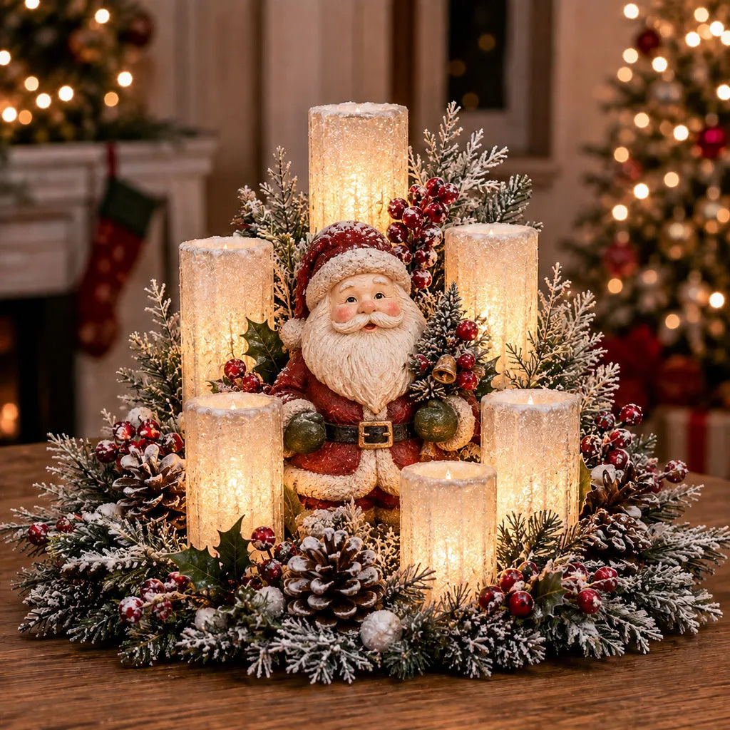 🌲Early Christmas Promotion 49% OFF🌲Christmas Lighted Centerpiece with Flameless Candle Glow