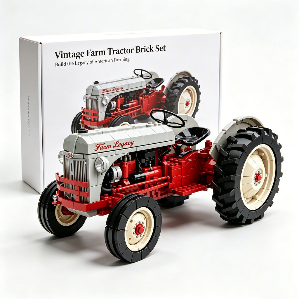 🚚 Free Shipping |🔥Last Day 70% off🚜🌾Vintage Farm Tractor Brick Set – 1940s Classic Red & Gray Collector Edition