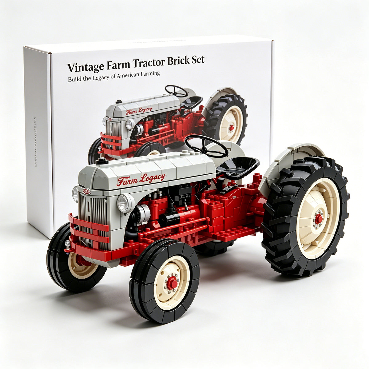 🚚 Free Shipping |🔥Last Day 70% off🚜🌾Vintage Farm Tractor Brick Set – 1940s Classic Red & Gray Collector Edition