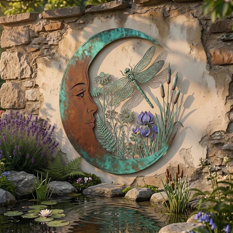 🌙Enchanted Moon Garden Wall Art – Nature-Inspired Outdoor Decor