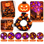 ✅Free Shipping🎃USB Halloween Pumpkin Projector Light, 6 Modes Wreath Lamp Halloween Decor Gift