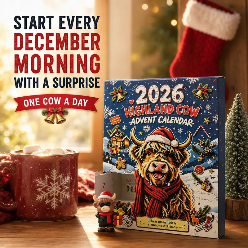 Free Shipping 🎄🐄 2026 Highland Cow Advent Calendar, 24 Days Christmas Countdown, Collectible Figures Gift