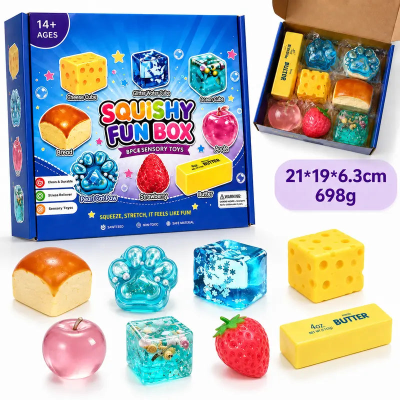 🔥 50% OFF + FREE SHIPPING 🚚 | 8-Piece Squishy Toy Gift Box 🎁