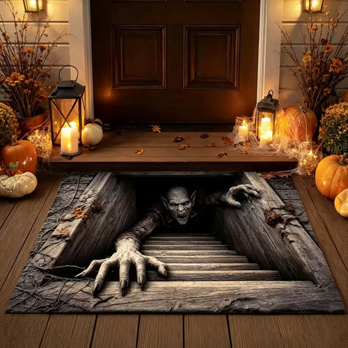 Free Shipping 🎃 3D Illusion Skull Hole Halloween Doormat, Non Slip Horror Welcome Rug for Home Decor