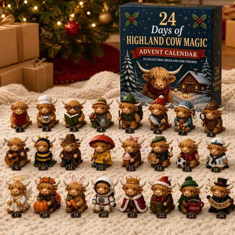 Free Shipping 🐮 24-Day Highland Cow Advent Calendar