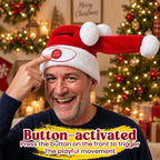 🚚 Free Shipping | 🎅 Button-Activated Moving Santa Hat – Funny Christmas Party Hat