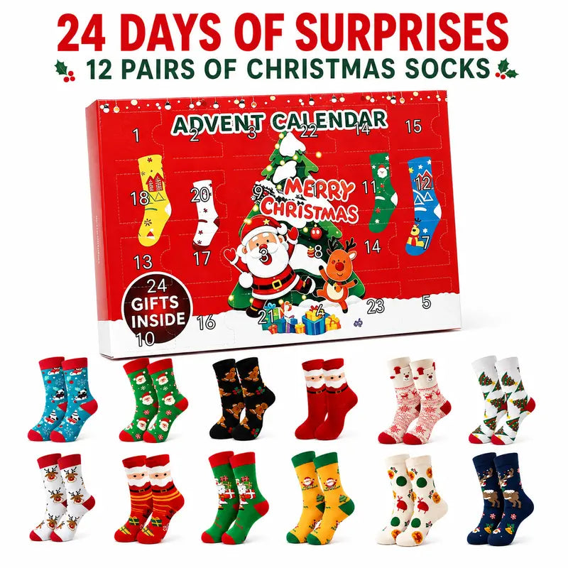 Free Shipping 🧦 Christmas Sock Advent Calendar – 12 Pairs