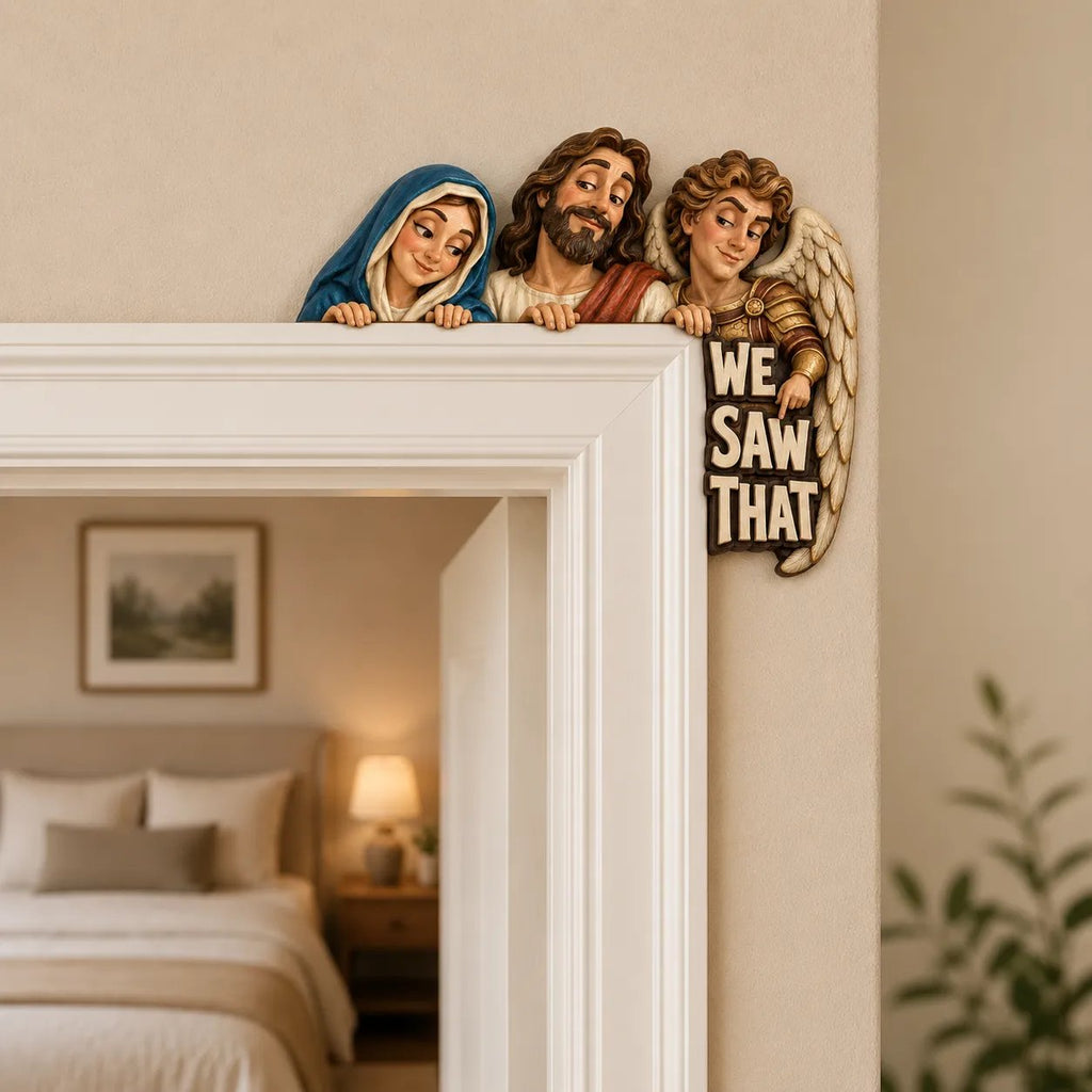 3D Hand-Painted Solid Wood "We Saw That" Door Topper