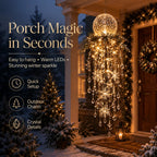 Crystal Cascade Christmas Light – Hanging Snowflake & Crystal LED Porch Décor ✨❄️
