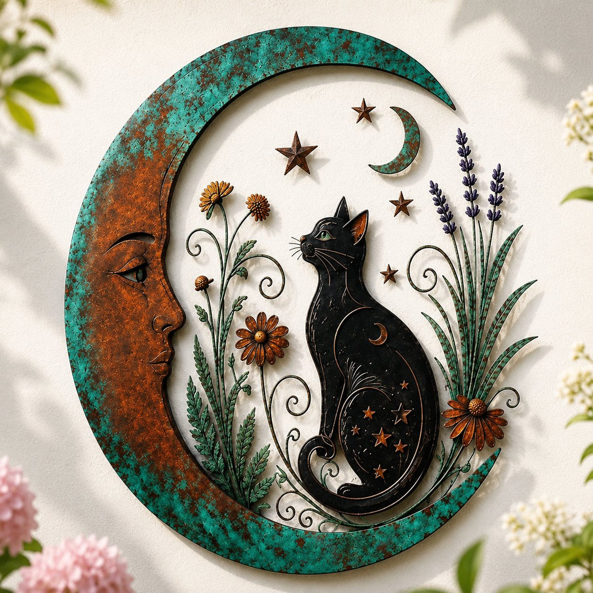 🌙Enchanted Moon Garden Wall Art – Nature-Inspired Outdoor Decor