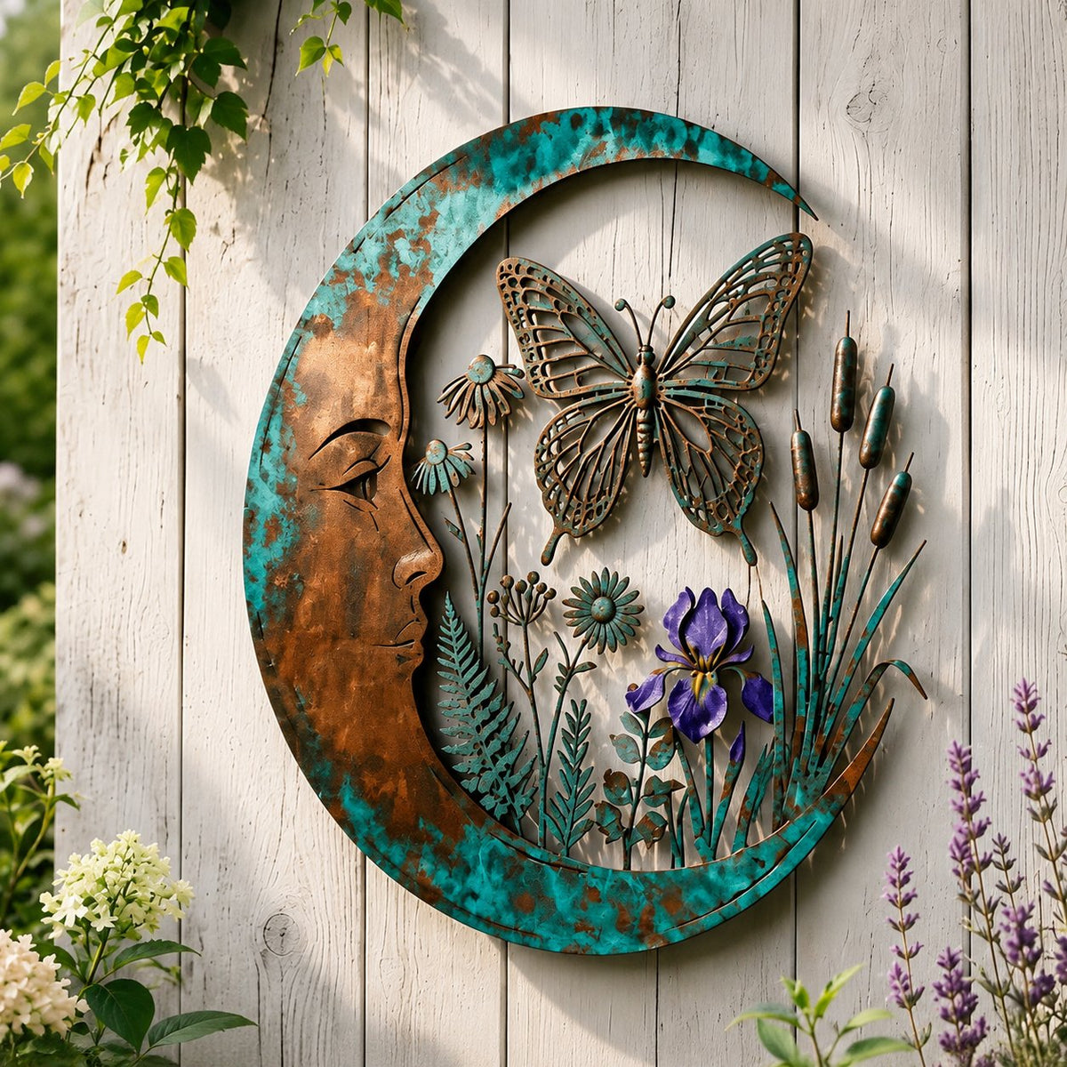 🌙Enchanted Moon Garden Wall Art – Nature-Inspired Outdoor Decor