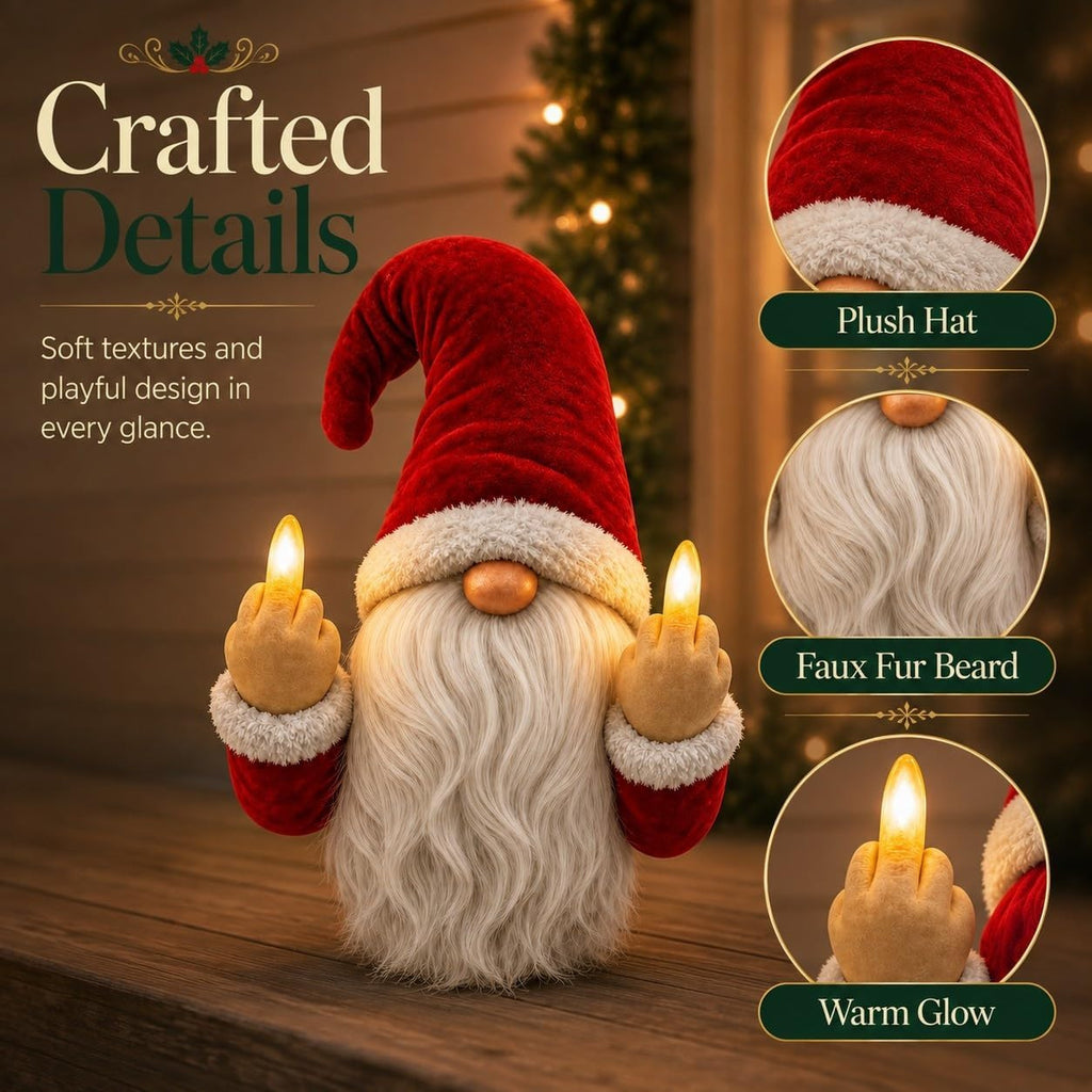 Free Shipping 🎅 Light-Up Middle Finger Christmas Gnome – Funny Holiday Decor