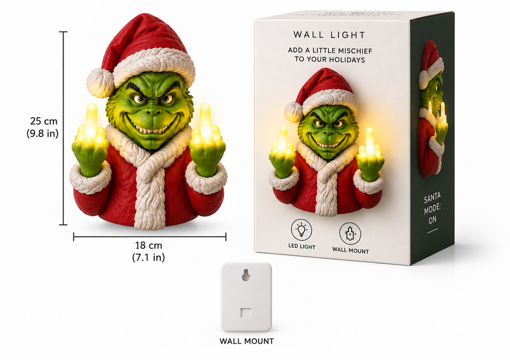 🚚 Free Shipping – Mischief Santa Wall Light 🎄 | Warm LED Holiday Wall Decor | Battery-Operated Outdoor & Indoor Christmas Decoration
