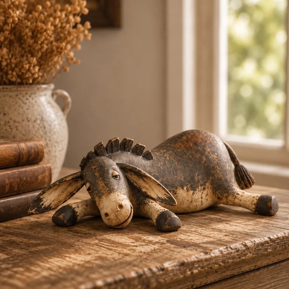 🔥HOT SALE🔥Whimsical Rustic Donkey Figurine – Vintage Farmhouse Animal Decor