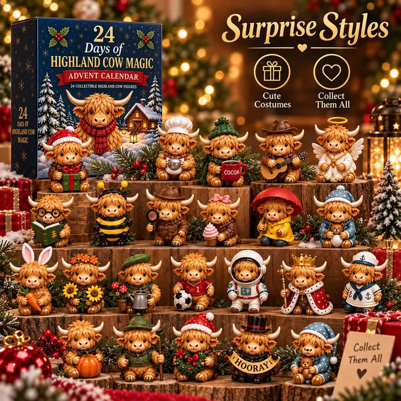 Free Shipping 🐮 24-Day Highland Cow Advent Calendar