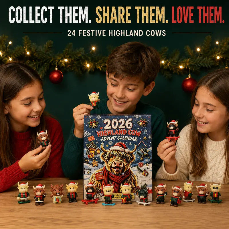 Free Shipping 🎄🐄 2026 Highland Cow Advent Calendar, 24 Days Christmas Countdown, Collectible Figures Gift