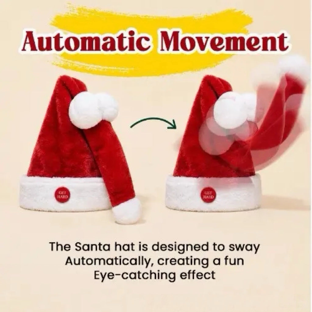 🚚 Free Shipping | 🎅 Button-Activated Moving Santa Hat – Funny Christmas Party Hat