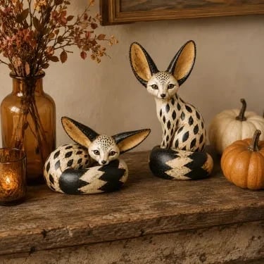 🦊🏠Vintage Fennec Fox Sculpture