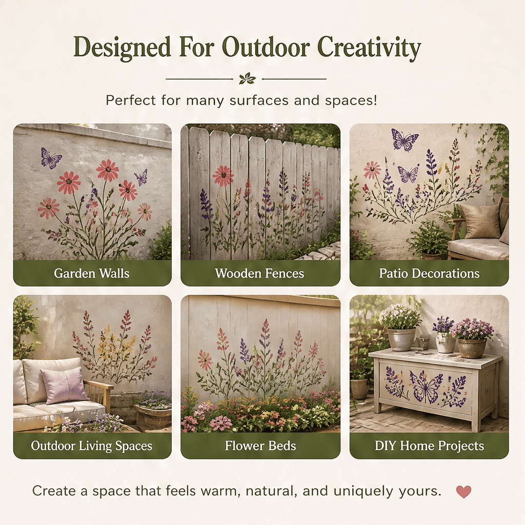 🌿 Garden Wall Stencil, Reusable DIY Kit for Walls, Fences & Patios