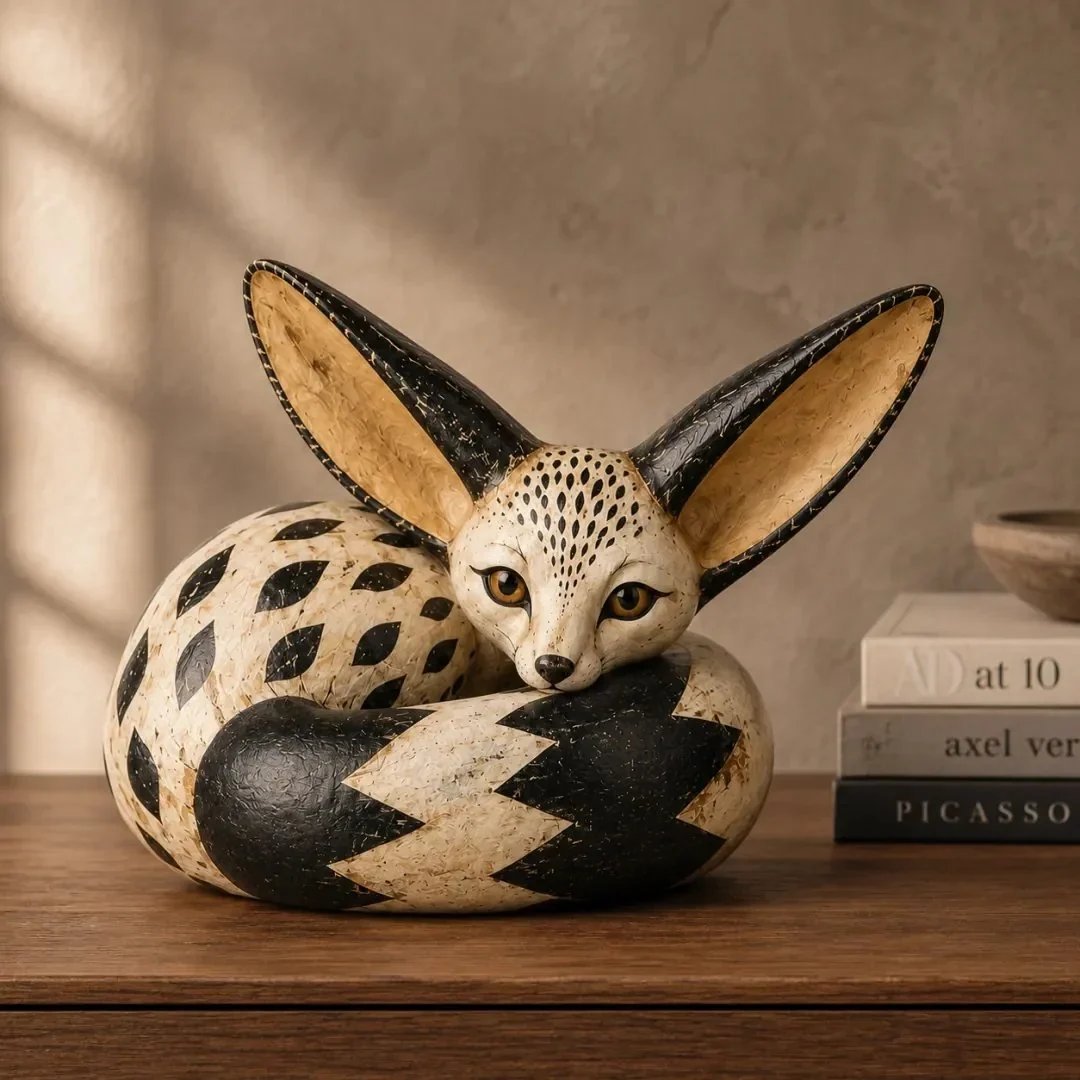 🦊🏠Vintage Fennec Fox Sculpture