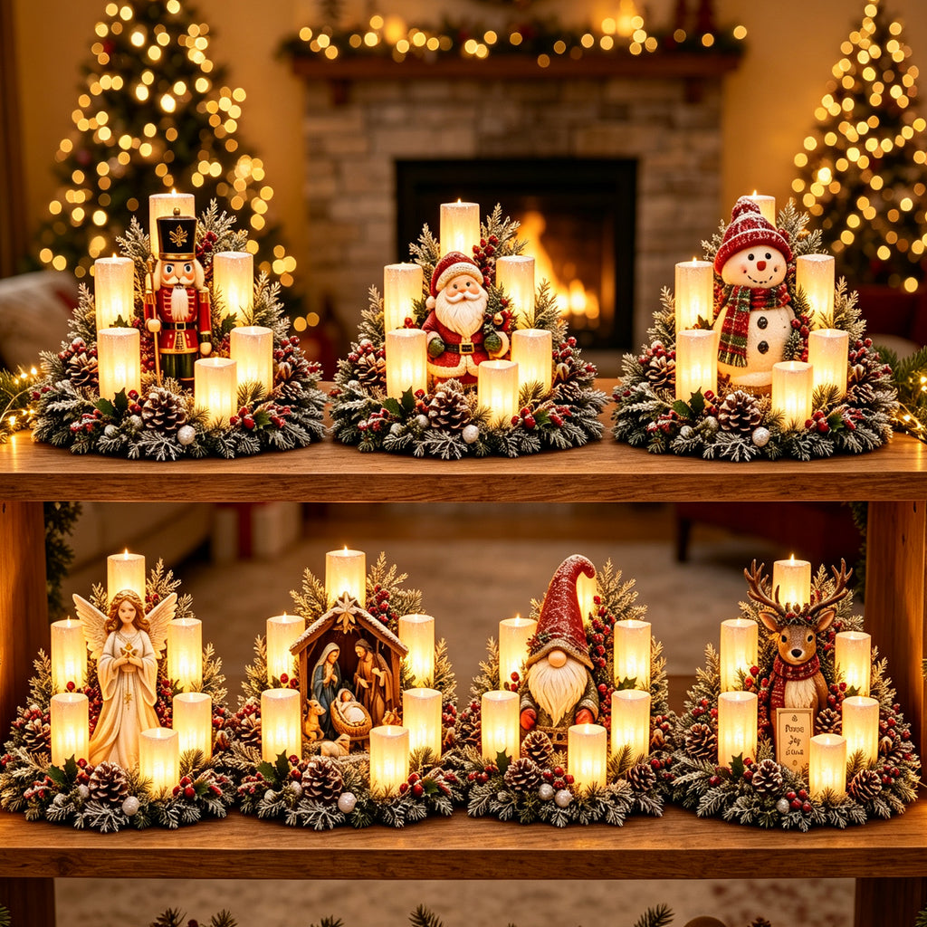 🌲Early Christmas Promotion 49% OFF🌲Christmas Lighted Centerpiece with Flameless Candle Glow