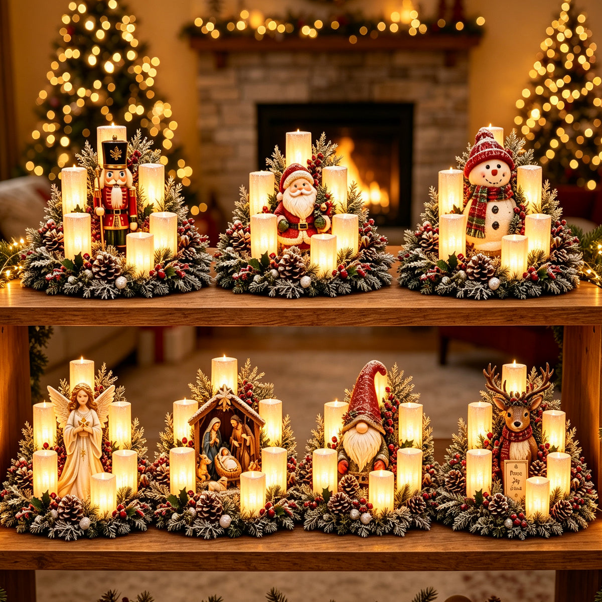 🌲Early Christmas Promotion 49% OFF🌲Christmas Lighted Centerpiece with Flameless Candle Glow