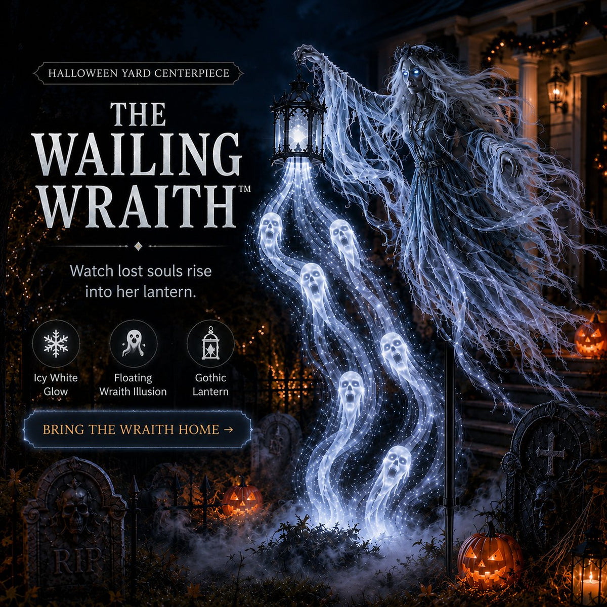 💀The Wailing Wraith Soul Harvester| LED Animated Halloween Decor