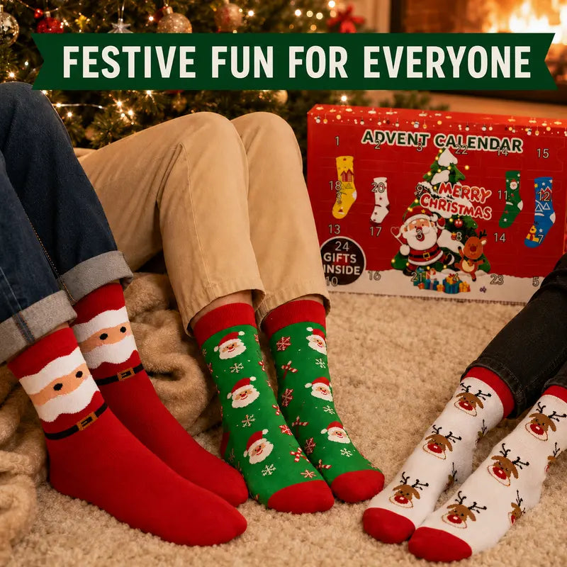 Free Shipping 🧦 Christmas Sock Advent Calendar – 12 Pairs