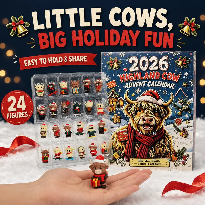 Free Shipping 🎄🐄 2026 Highland Cow Advent Calendar, 24 Days Christmas Countdown, Collectible Figures Gift