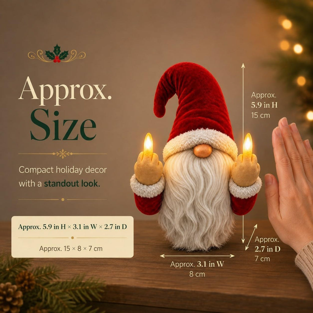 Free Shipping 🎅 Light-Up Middle Finger Christmas Gnome – Funny Holiday Decor