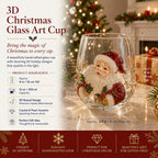 🚚📦 Free Shipping 🎄✨ 3D Christmas Glass Art Cup | Luxury Raised Holiday Glassware for Drinks, Decor & Christmas Gifts 🎁