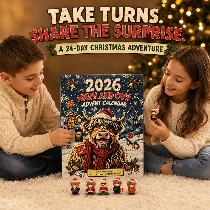 Free Shipping 🎄🐄 2026 Highland Cow Advent Calendar, 24 Days Christmas Countdown, Collectible Figures Gift