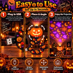 ✅Free Shipping🎃USB Halloween Pumpkin Projector Light, 6 Modes Wreath Lamp Halloween Decor Gift