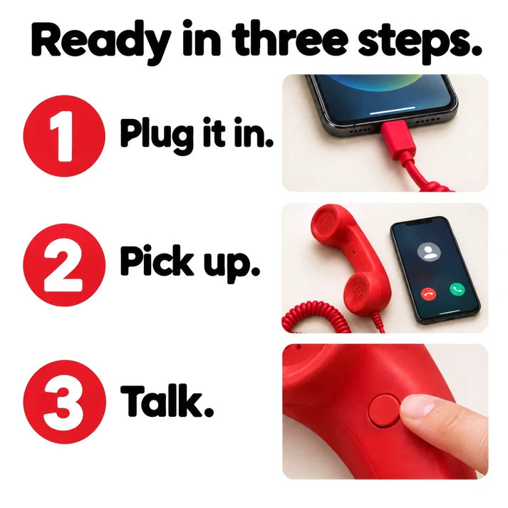 ✅Free Shipping📞DialBop Retro Phone Handset, Coiled Cord, 3 Colors, USB-C / Lightning / 3.5mm Option