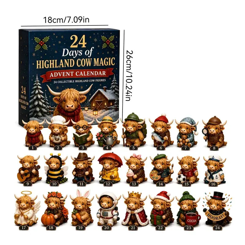 Free Shipping 🐮 24-Day Highland Cow Advent Calendar