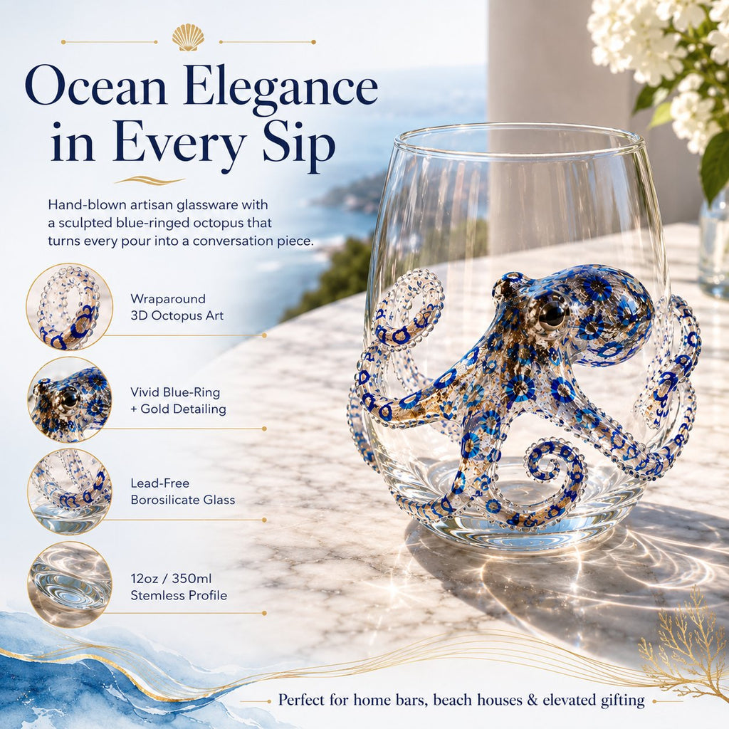 🚚📦 Free Shipping 🎁The Perfect Beach House Gift🌊3D Ocean Animal Artisan Glassware Collection
