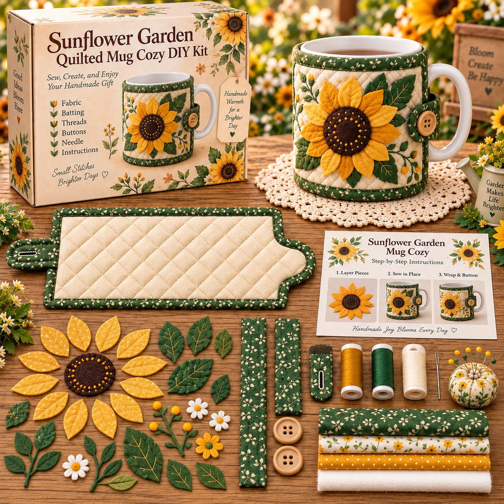 ✨🌸Garden Quilted Mug Cozy DIY Kit