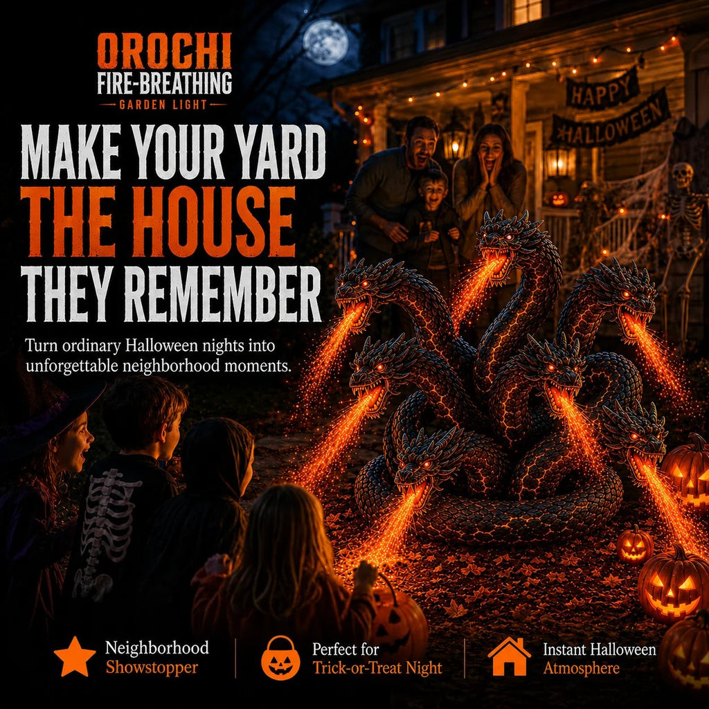 🔥🐉Fire-Breathing Orochi Solar Garden Light – Epic Multi-Headed Dragon Halloween Decor