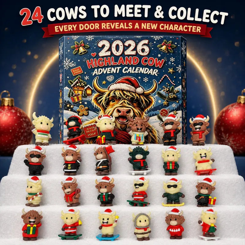 Free Shipping 🎄🐄 2026 Highland Cow Advent Calendar, 24 Days Christmas Countdown, Collectible Figures Gift