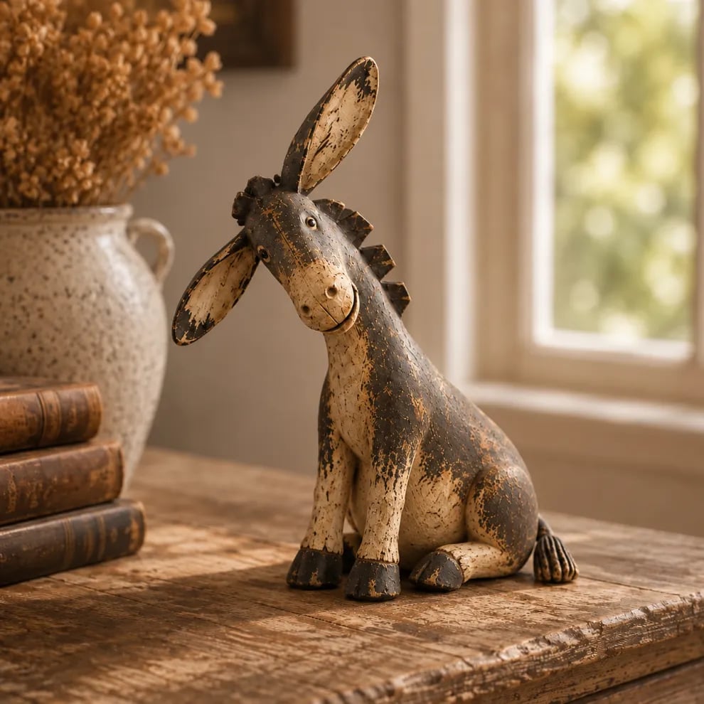 🔥HOT SALE🔥Whimsical Rustic Donkey Figurine – Vintage Farmhouse Animal Decor
