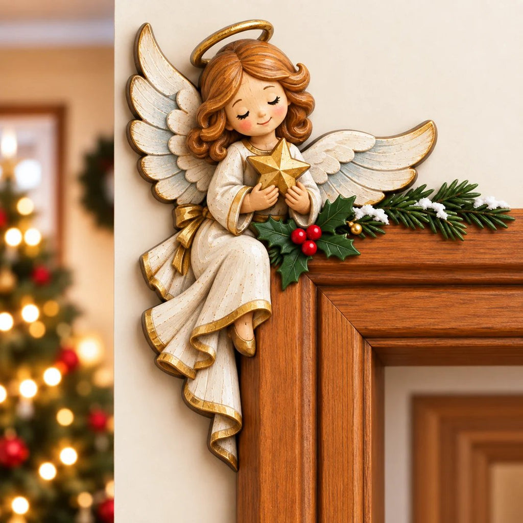 "Peekaboo" Christmas decoration for the door frame corner