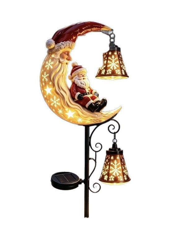 Luminous Winter Garden Glow – Solar Santa & Crescent Moon Pathway Stake Lantern (4 Styles)