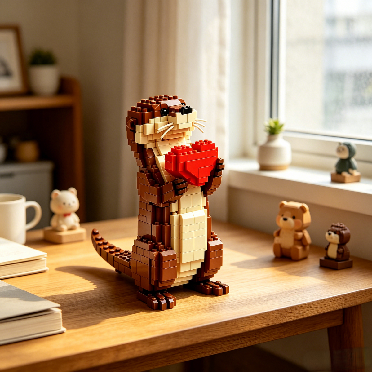🚚 Free Shipping | Kawaii Otter Holding Heart Building Blocks