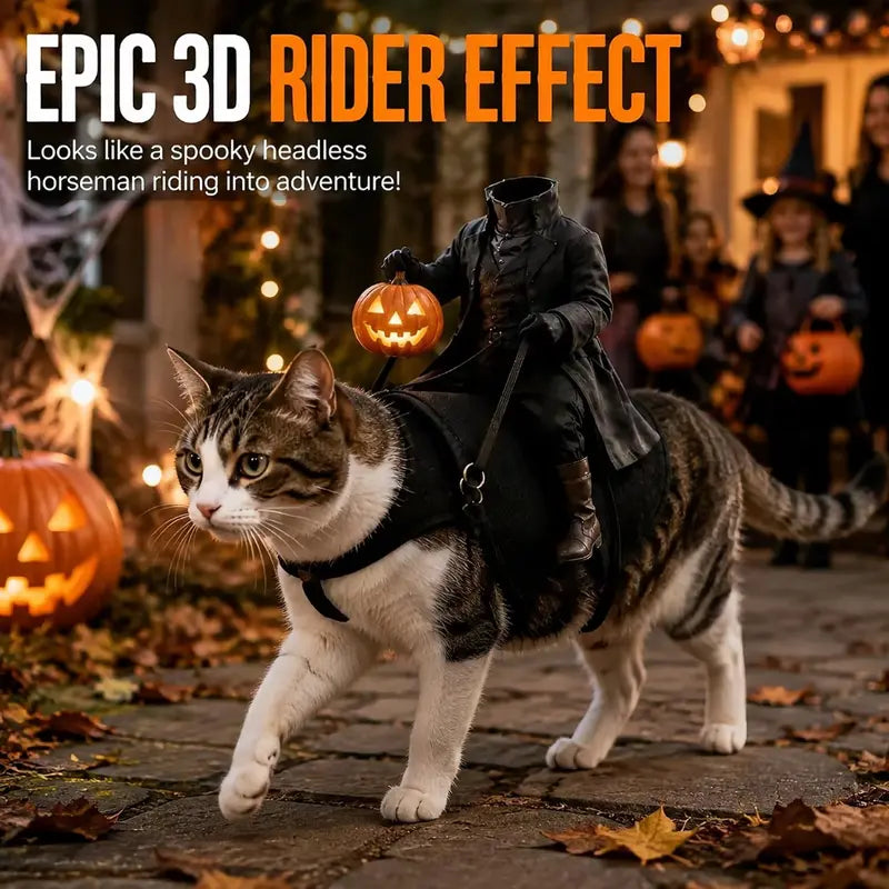 Free Shipping | 🎃 Headless Horseman Rider Pet Costume for Cats & Small Dogs