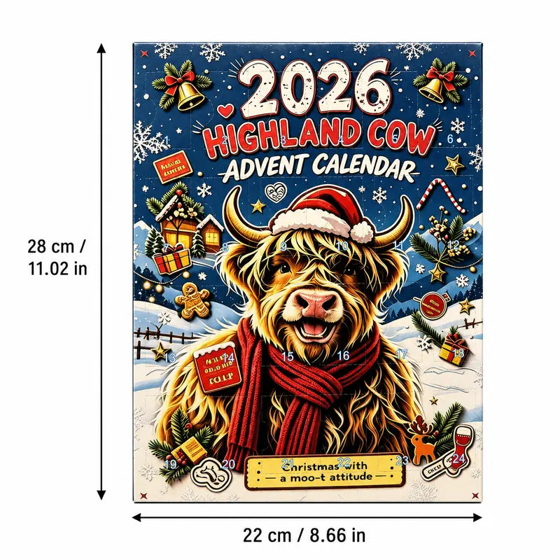 Free Shipping 🎄🐄 2026 Highland Cow Advent Calendar, 24 Days Christmas Countdown, Collectible Figures Gift